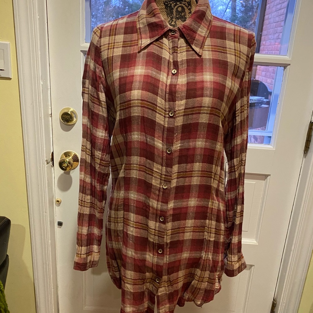Long VAC Nine West Cotton Algodón plaid top